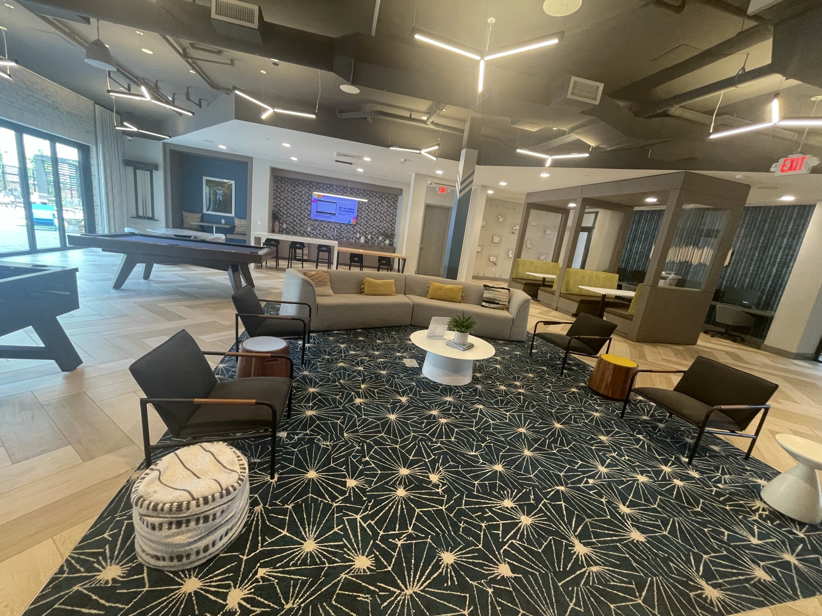 Luxury apartment community lounge maintained by our team